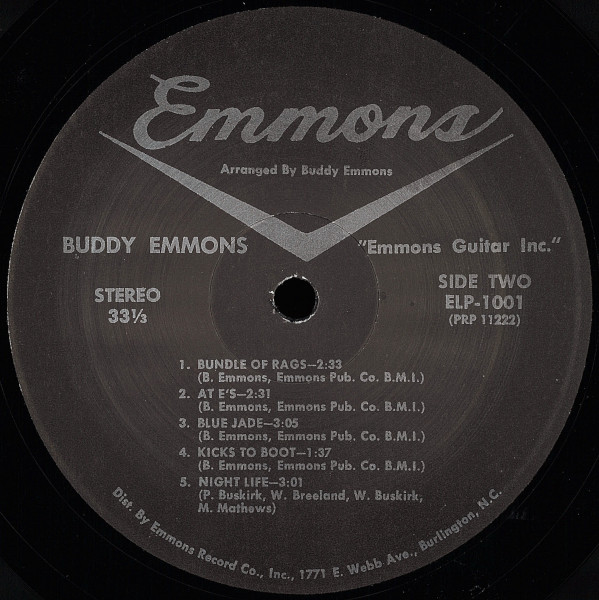 Buddy Emmons - Emmons Guitar Inc. ("The Black Album") side two